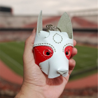 🐶 Llavero de Perrito de Cuero – Edición River Plate